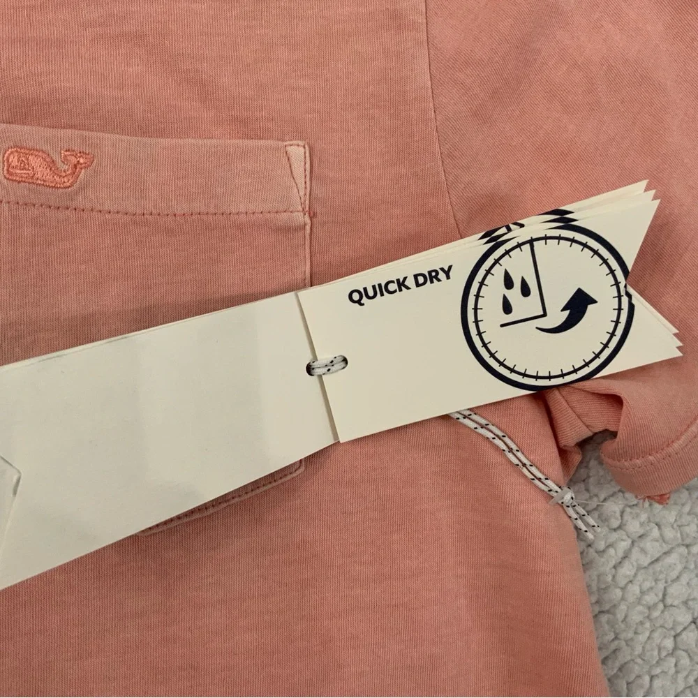 Vineyard Vines Performance Polo Shirt Boy’s L Pink Polo 100% Cotton Pocket New